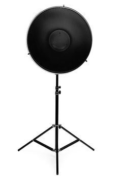 Photo flash round metal rack in the studio on a white background closeup