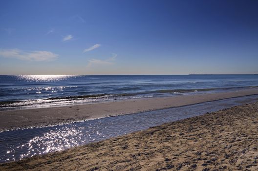 Seascape of one of the most emblematic beaches of Valencia, Spain