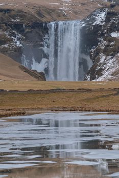 Beautiful Skogafoss on a cold winter day, Iceland, Europe
