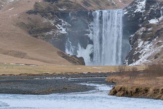 Beautiful Skogafoss on a cold winter day, Iceland, Europe