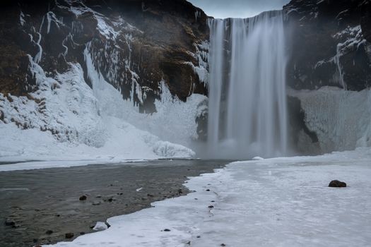 Beautiful Skogafoss on a cold winter day, Iceland, Europe