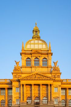 Detailed view of Czech National Museum in Prague, Czech Republic.