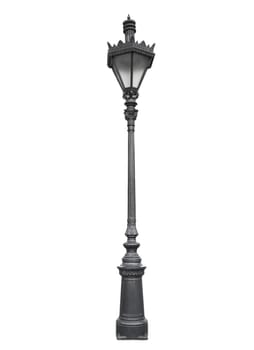 An old street lamppost isolated over white