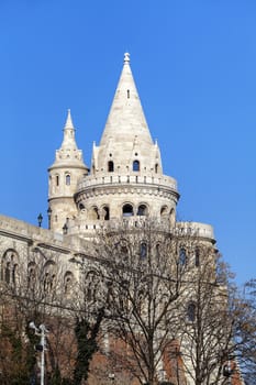 Fishermans Bastion in Budapest, Hungary, on a sunny winter day