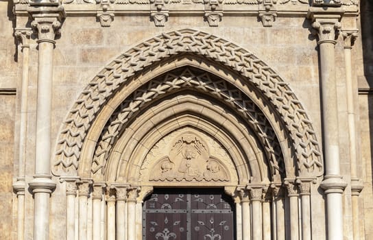 Hungary, Budapest, Matthias Church - detail of an entrance