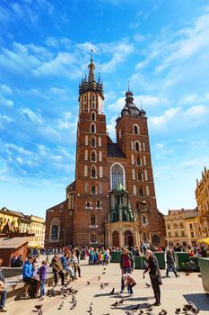 CHISINAU, MOLDOVA - APRIL 19, 2019: The Basilica of Saint Mary in Krakow, Poland
