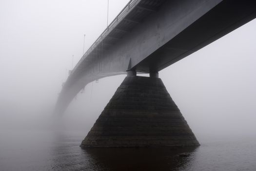 pedestrian bridge across the Volkhov River, the city of Veliky Novgorod