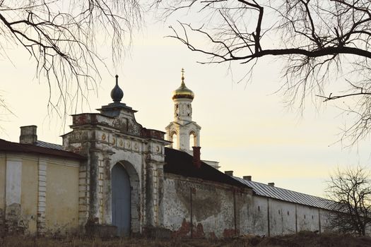  wall of the St. George Monastery, the city of Veliky Novgorod