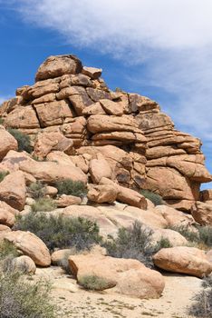 Pile of granite boulders along Boy Scout Trail in Joshua Tree National Park, California