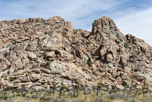 Large granite boulders along Boy Scout Trail in Joshua Tree National Park, California
