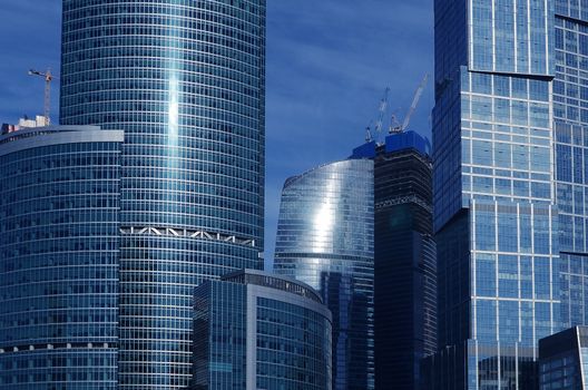 Office buildings stretch up to the sky in big city