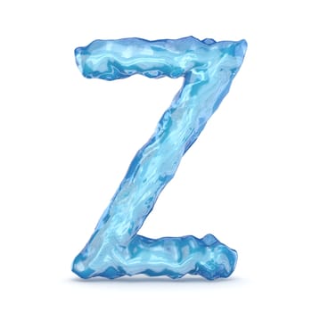 Ice font letter Z 3D render illustration isolated on white background