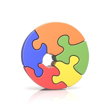 Puzzle jigsaw number ZERO 0 3D render illustration isolated on white background