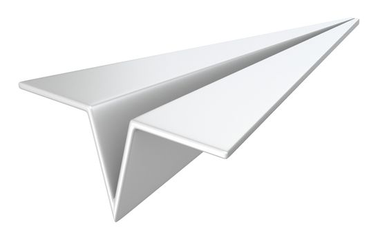 Flying paper plane 3D render illustration isolated on white background