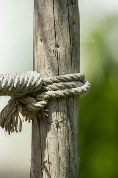 A rope and a knot on a piece of wood