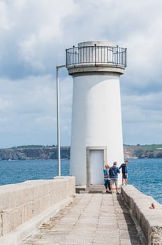 Port of Camaret-sur-mer with its boats, its lighthouse, in Finistère in Brittany, France