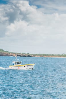 Port of Camaret-sur-mer with its boats, its lighthouse, in Finistère in Brittany, France