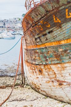 Port of Camaret-sur-mer with its boats, its lighthouse, in Finistère in Brittany, France