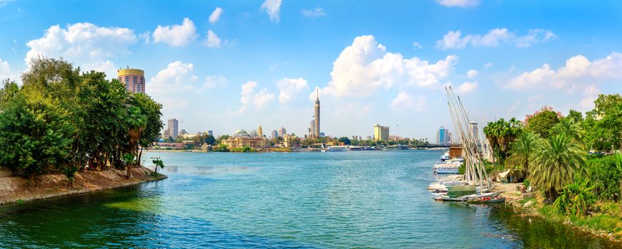 Nile and Cairo panorama by day. Egypt