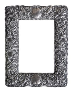 Isolated Beautiful Ornate Antique Solid Silver Vintage Picture Frame