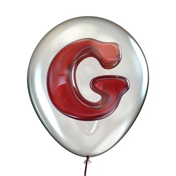 Letter G in transparent balloon 3D render illustration isolated on white background