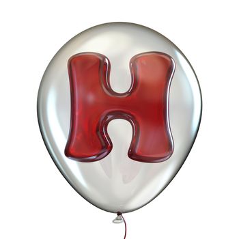 Letter H in transparent balloon 3D render illustration isolated on white background