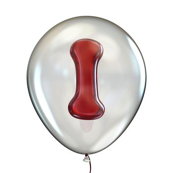 Letter I in transparent balloon 3D render illustration isolated on white background