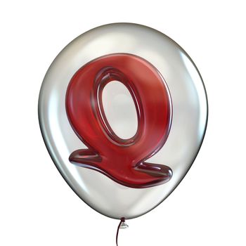 Letter Q in transparent balloon 3D render illustration isolated on white background