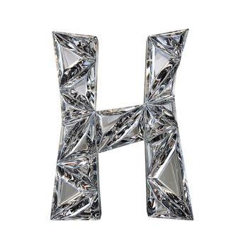 Crystal triangulated font letter H 3D render illustration isolated on white background