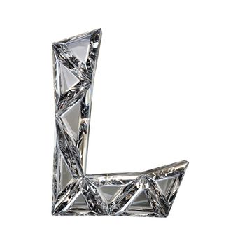 Crystal triangulated font letter L 3D render illustration isolated on white background