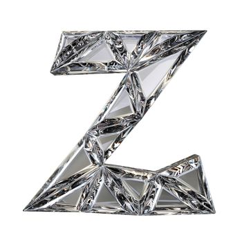 Crystal triangulated font letter Z 3D render illustration isolated on white background