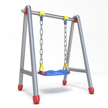 Single children swing 3D render illustration isolated on white background