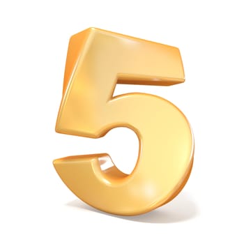 Orange twisted font number FIVE 5 3D render illustration isolated on white background