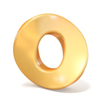 Orange twisted font uppercase letter O 3D render illustration isolated on white background