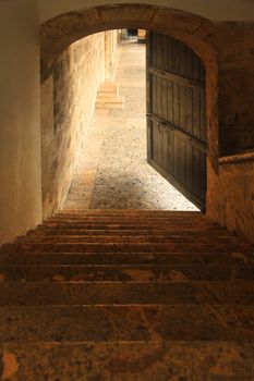 Stone ladder of the Columbus Alcazar, Santo Domingo. Dominican Republic