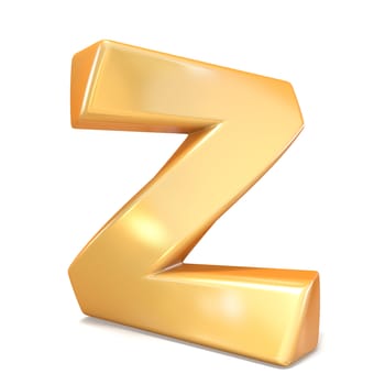 Orange twisted font uppercase letter Z 3D render illustration isolated on white background
