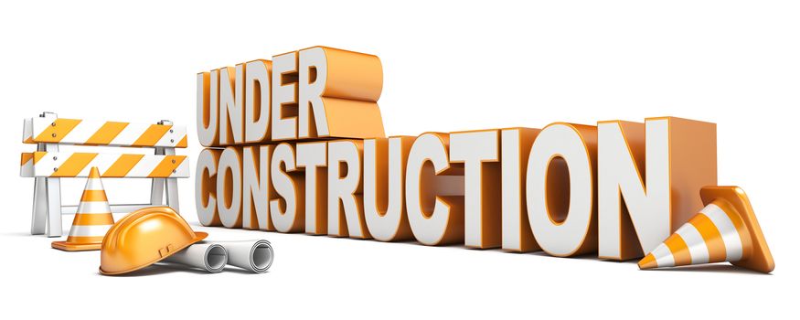 Under construction concept 3D render illustration isolated on white background