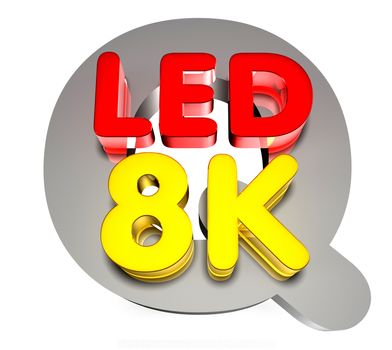 Q lED 8K 3D rendering on white background.With Clipping path.