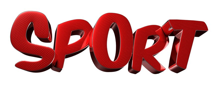 Text Sport red 3D rendering on Yellow background.With Clipping Path.
