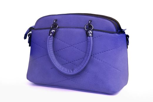 Purple leather bag.Dark purple handbag.With Clipping Path.