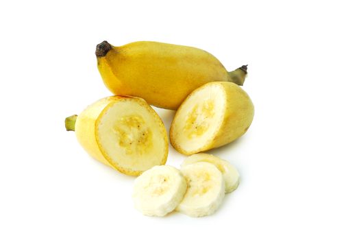 Thai Cooked yellow bananas.With Clipping Path.