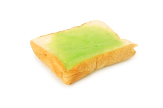 Fresh bread and pandan custard.With Clipping Path.