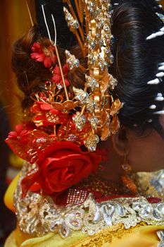 Indonesian bride were dressed in traditional bugisnese costume