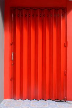 red iron door