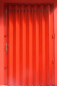 red iron door