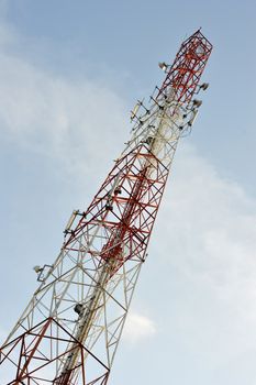 telecommunications tower against blue sky