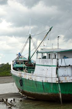 wooden ship on seaside