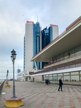 Odessa, Ukraine - December 30, 2017: "Odessa" Hotel is one of the biggest hotels in Ukraine and the biggest hotel in Odessa region.