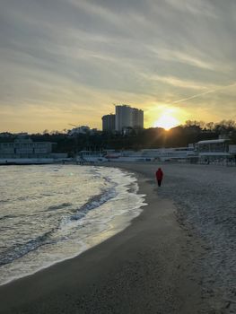 Odessa, Ukraine - December 28, 2017: Beautiful View To The Sea Coast.