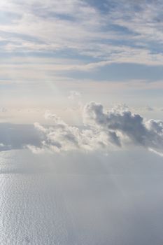 Clouds in the sky, view from an airplane